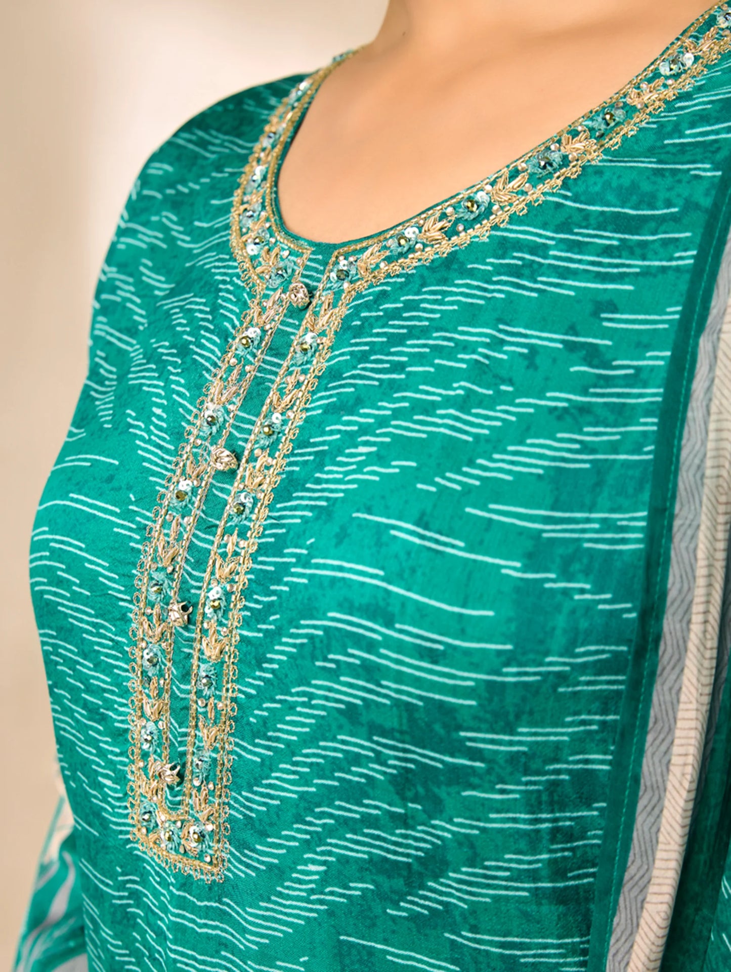 Pristine Green Festive Silk Suit with Duptta