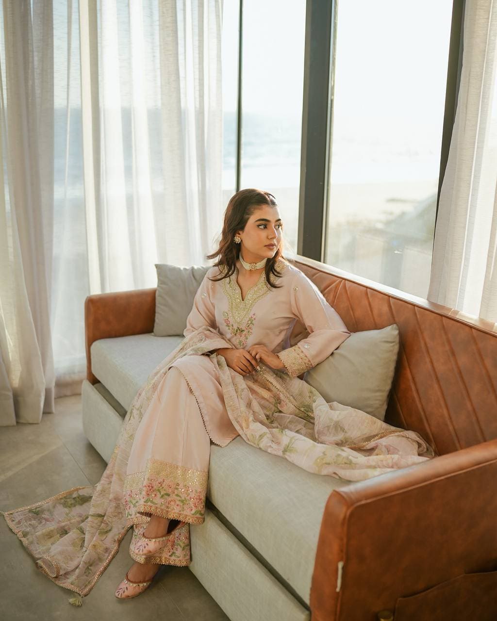 Pristine Ivory Festive Kurta Palazzo with Dupatta