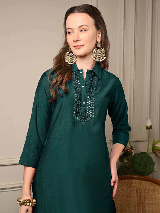 Turquoise Blue Corduroy Afghani Coord Set