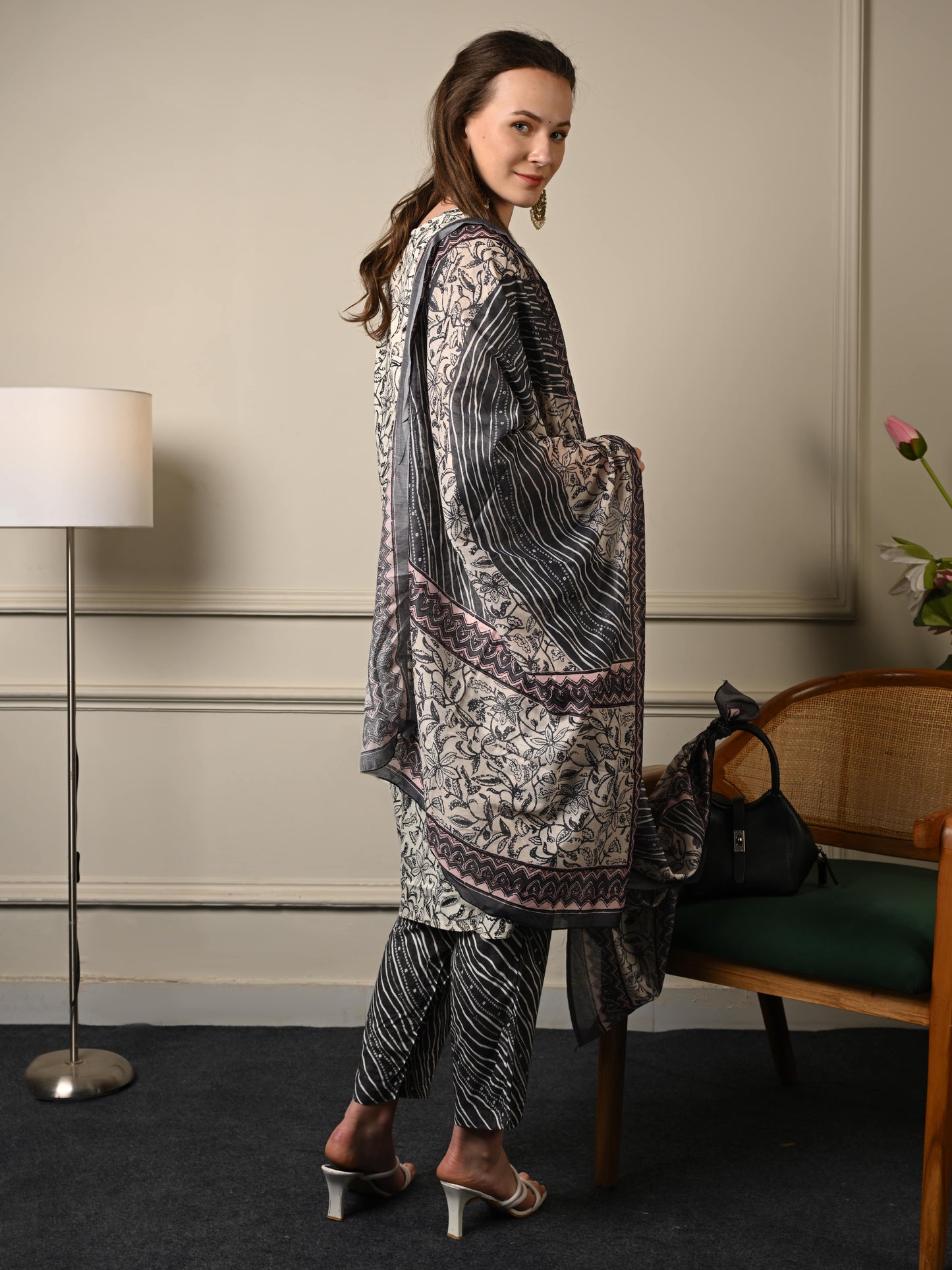 Grey Pure Cotton Suit Set