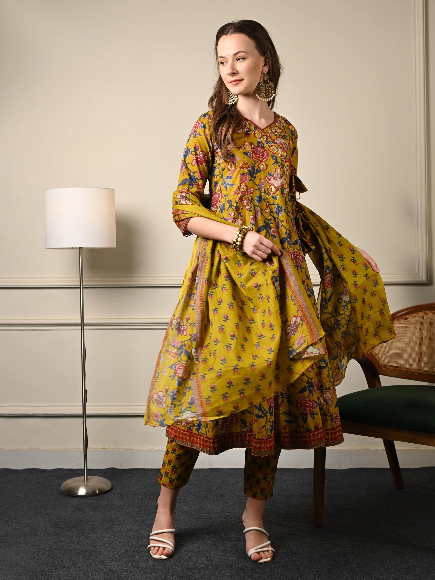 Mustard Yellow Anarkali Suit Set