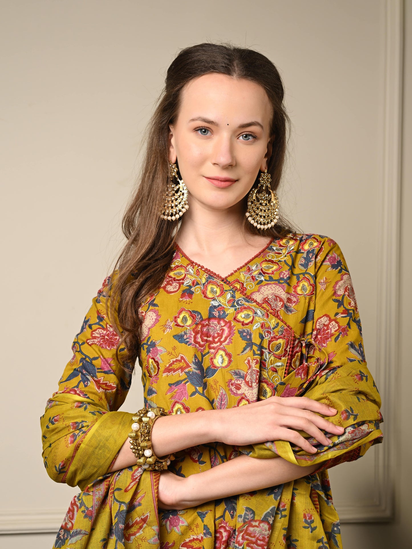 Mustard Yellow Anarkali Suit Set