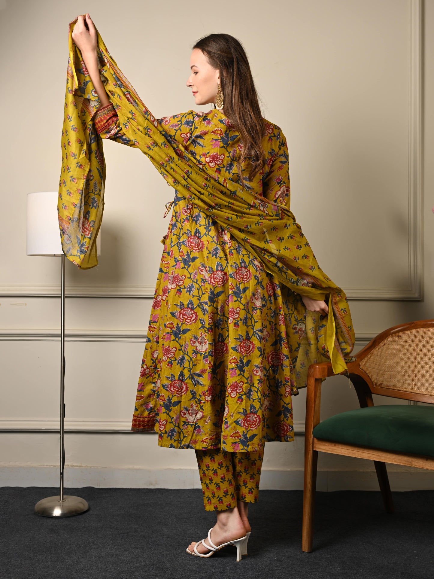 Mustard Yellow Anarkali Suit Set