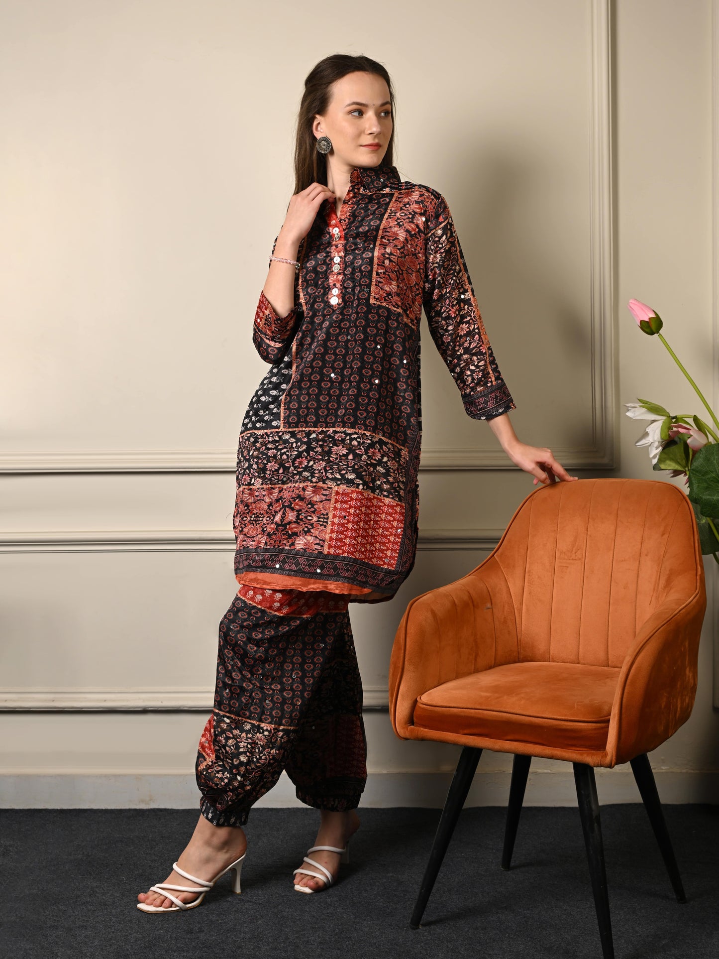 Maroon Printed Basic Coord Set