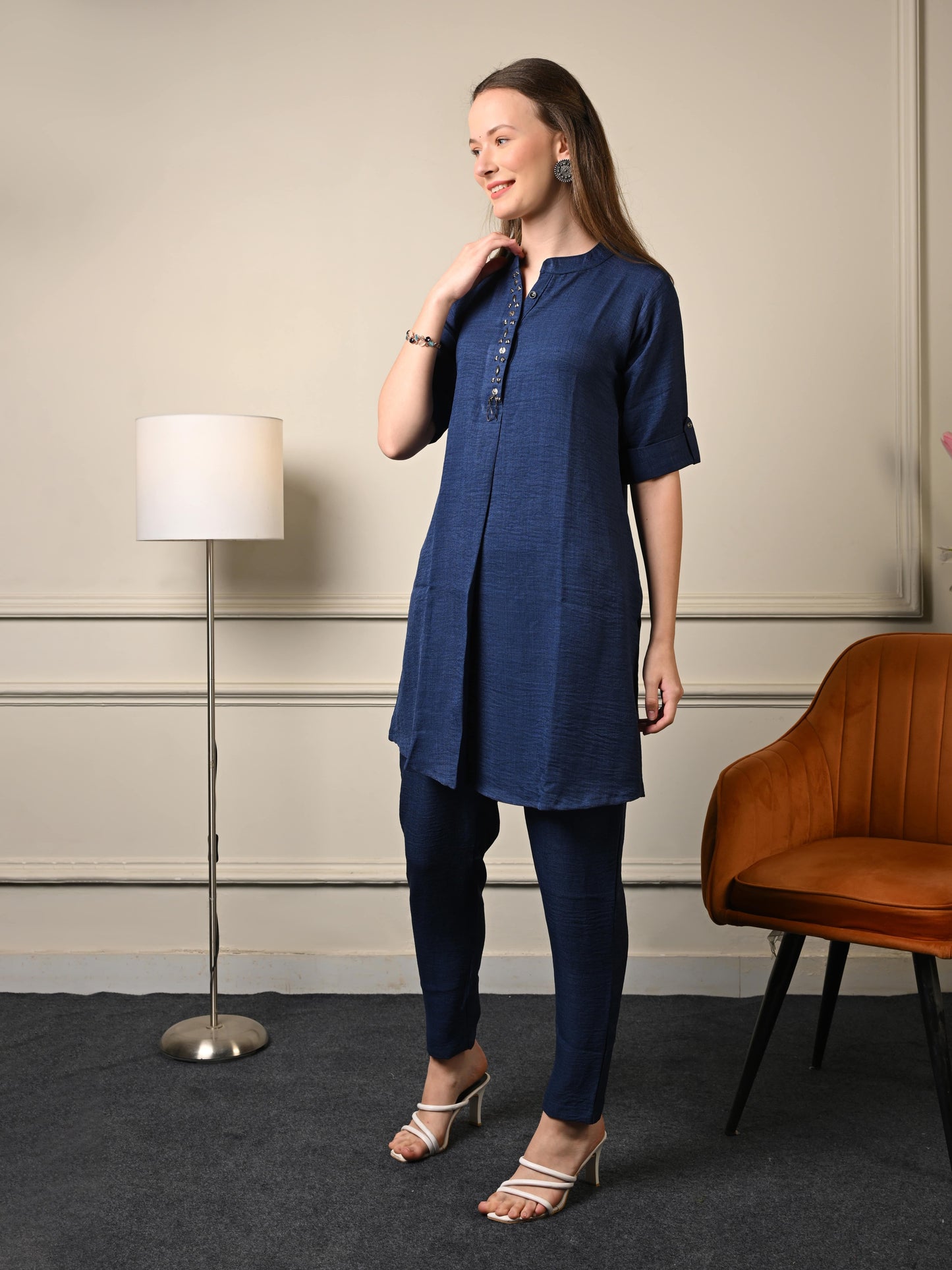 Solid Blue Tunic Coord Set