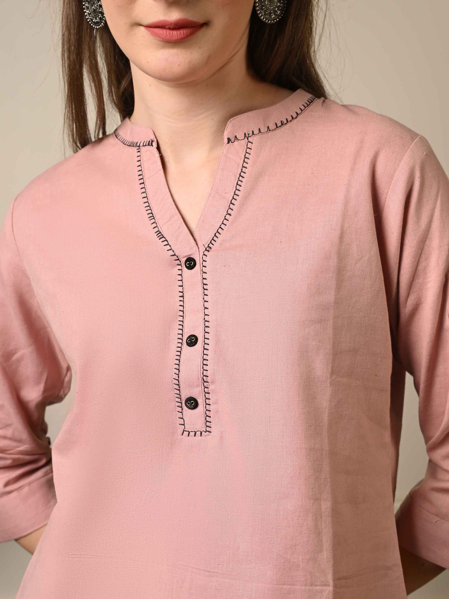 Dusky Pink Shirt Style Top