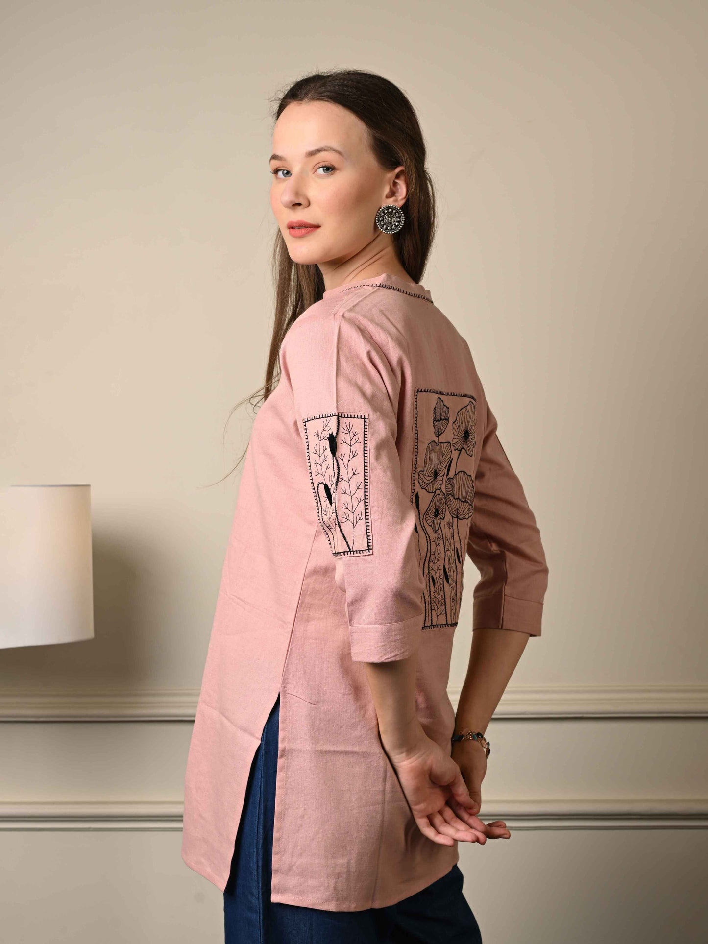 Dusky Pink Shirt Style Top