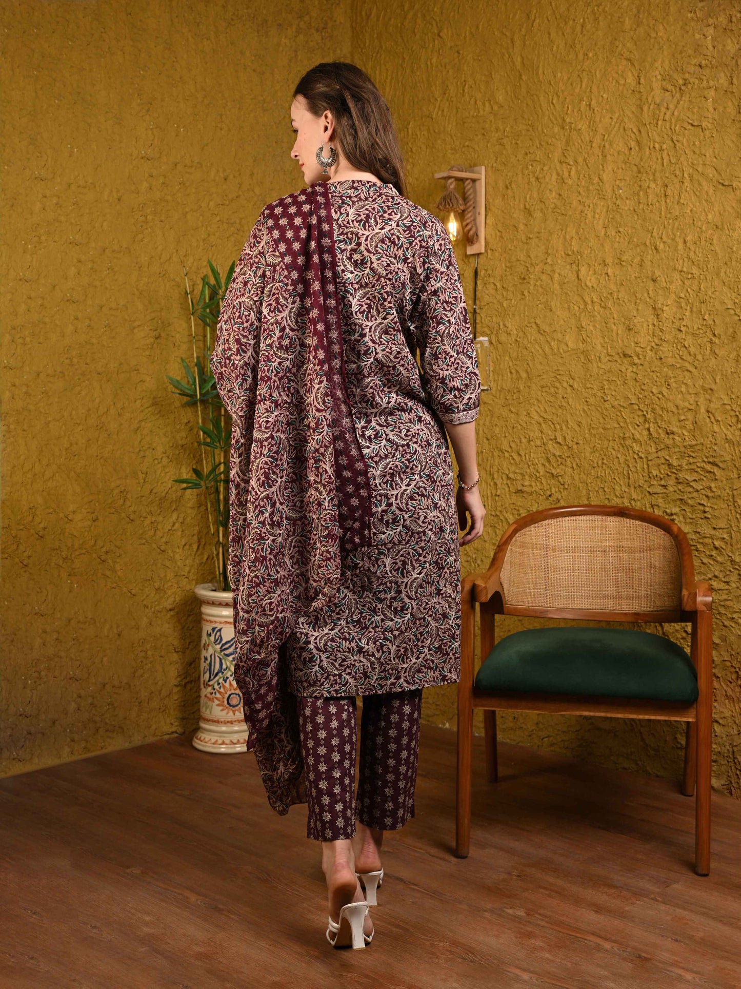 Purple Jaipuri Cotton Suit Set