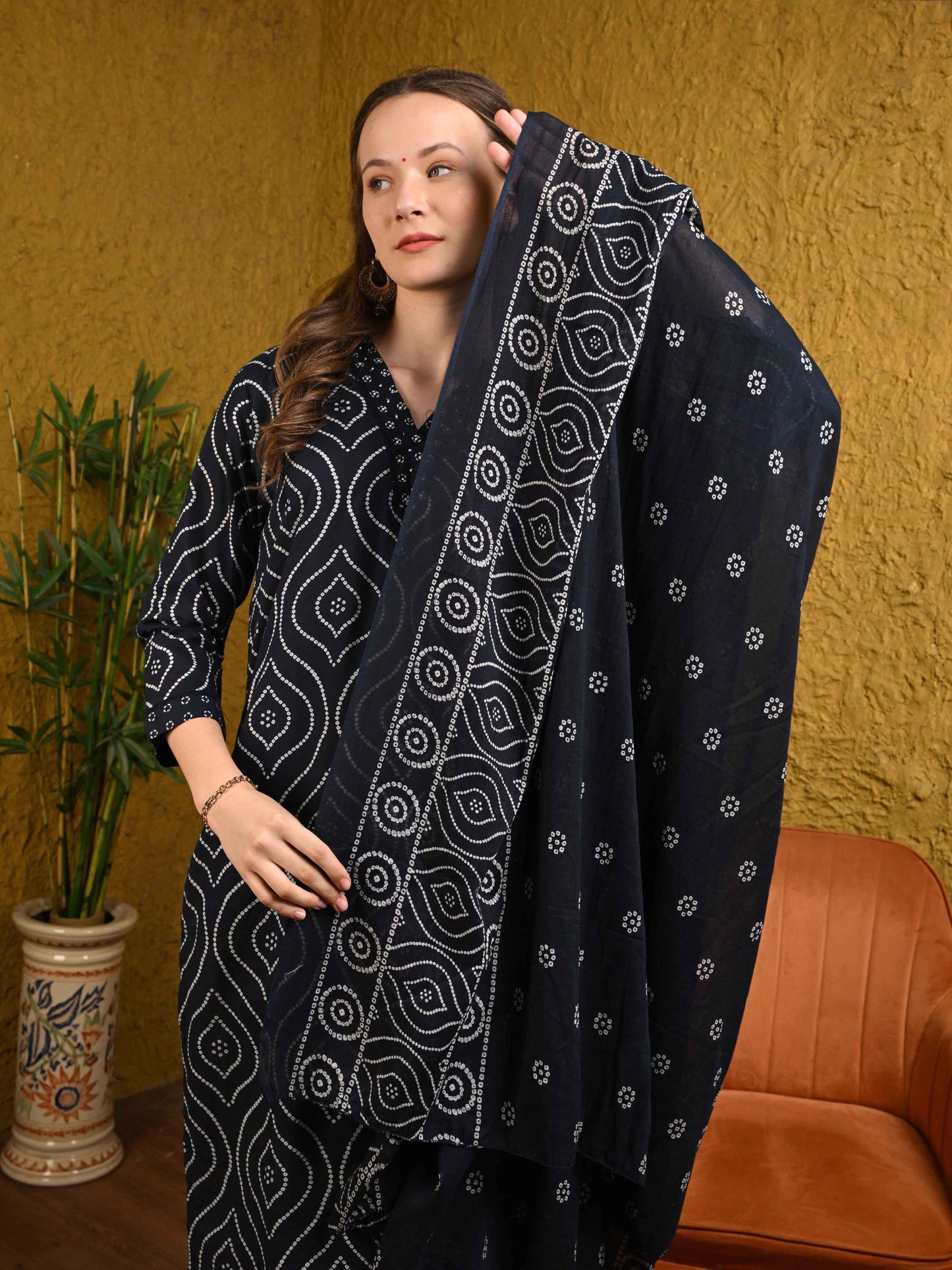 Black Jaipuri Cotton Suit Set