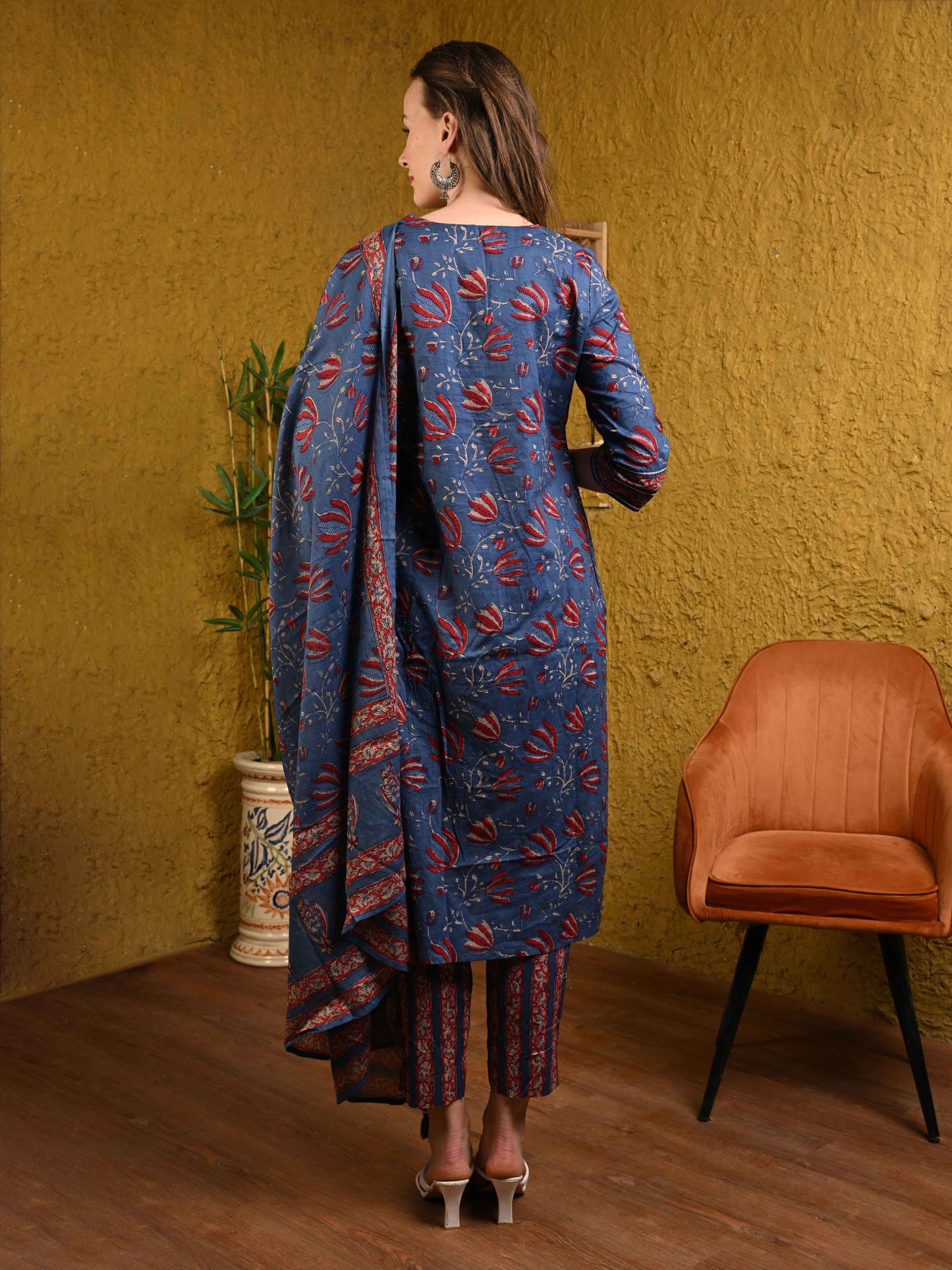 Blue Jaipuri Cotton Printed Suit Set