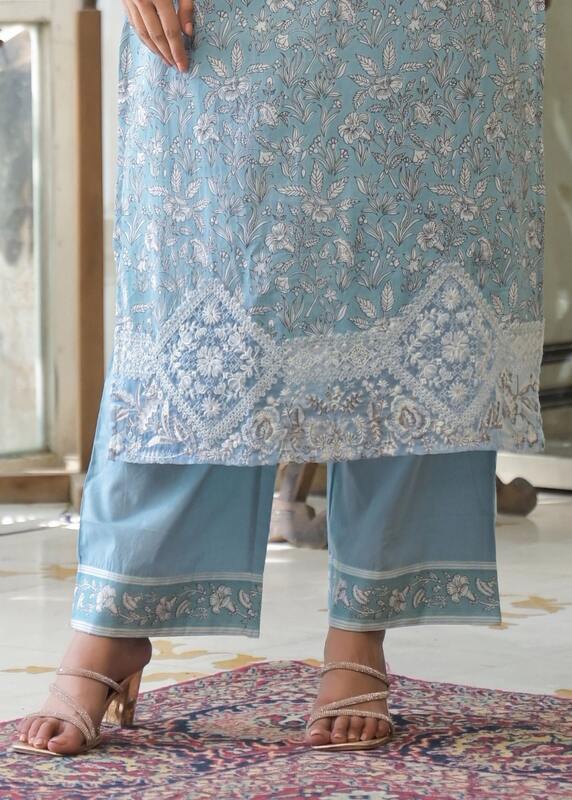 Storm Serenity Greyish Blue Cotton Suit Set