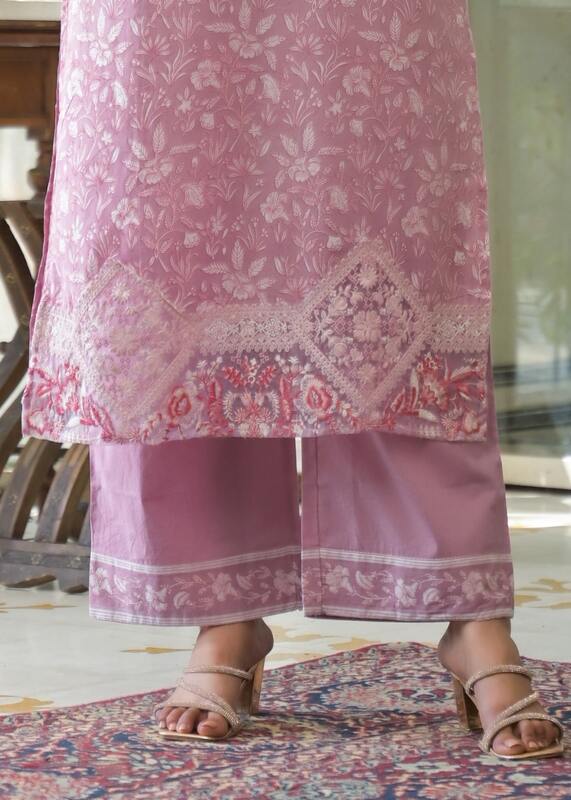 Opaline Blush Pink Cotton Suit Set
