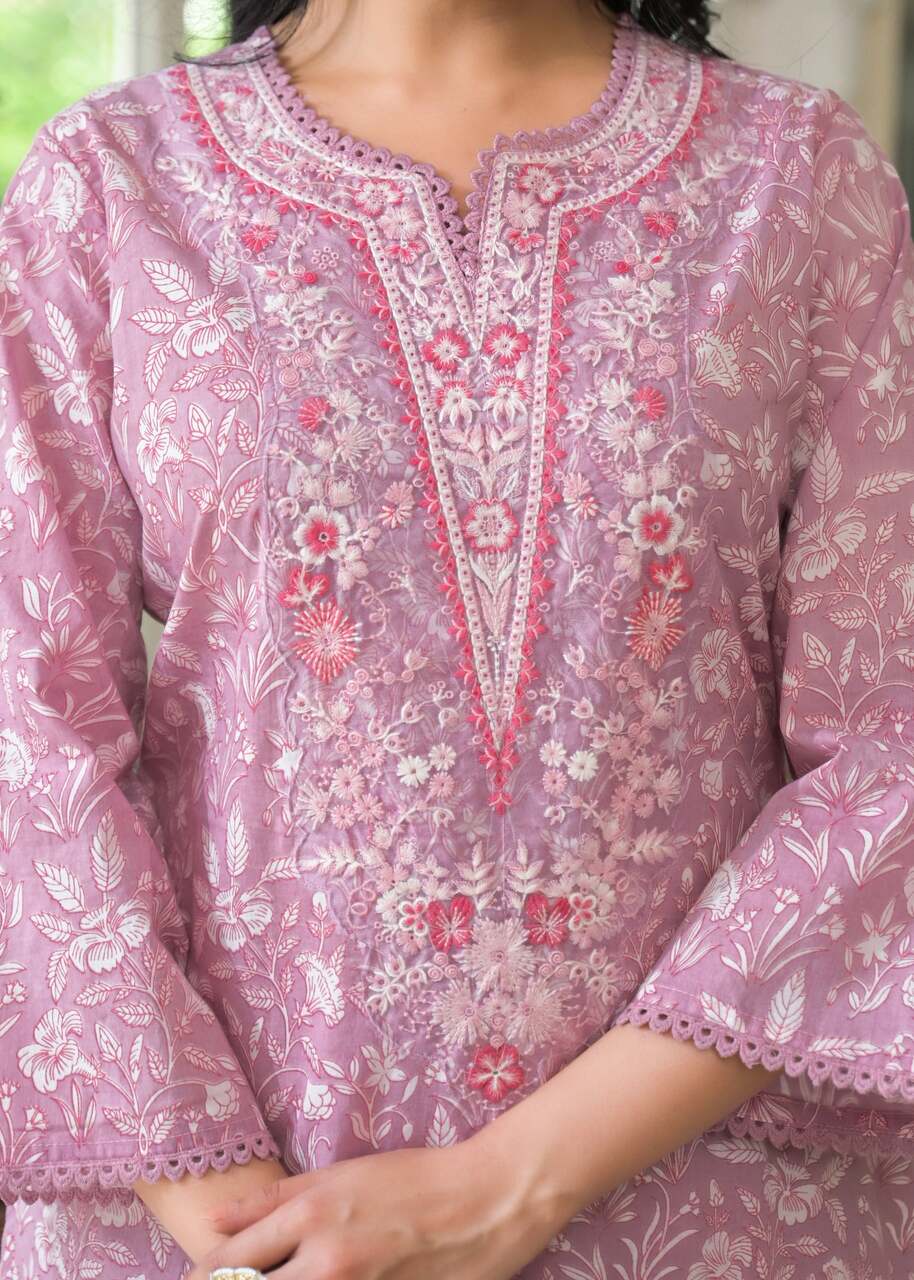 Opaline Blush Pink Cotton Suit Set