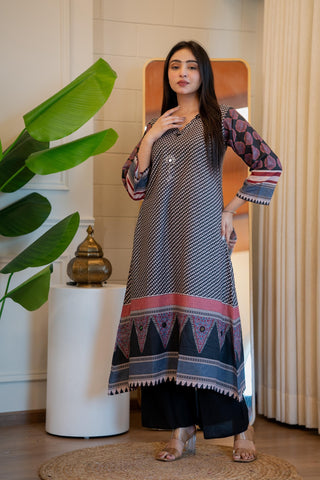 Midnight Blue Flared Kurta Pant Set