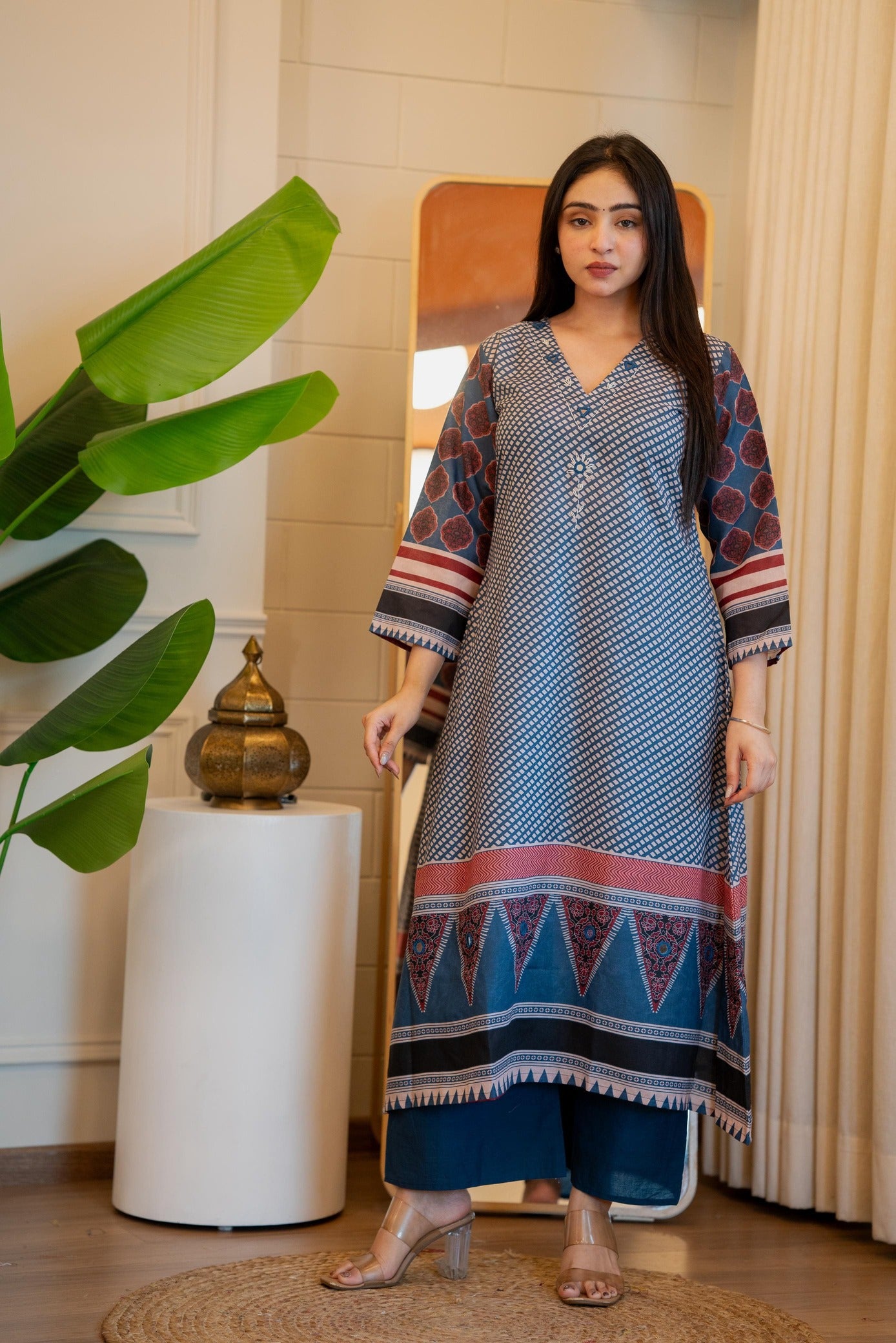 Midnight Blue Flared Kurta Pant Set