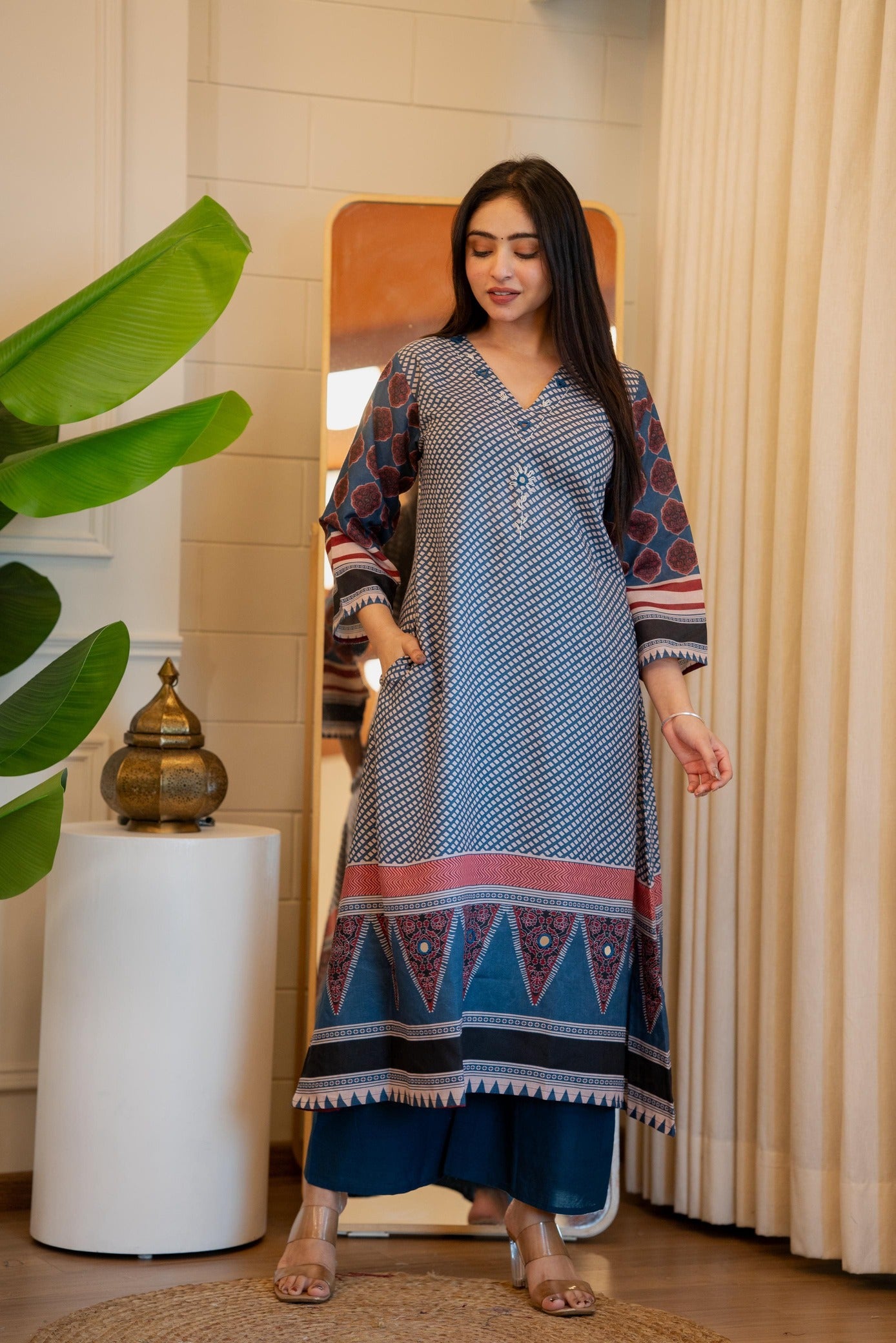 Midnight Blue Flared Kurta Pant Set