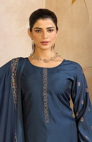 Royal Blue Rayon Silk Suit Set with Dupatta