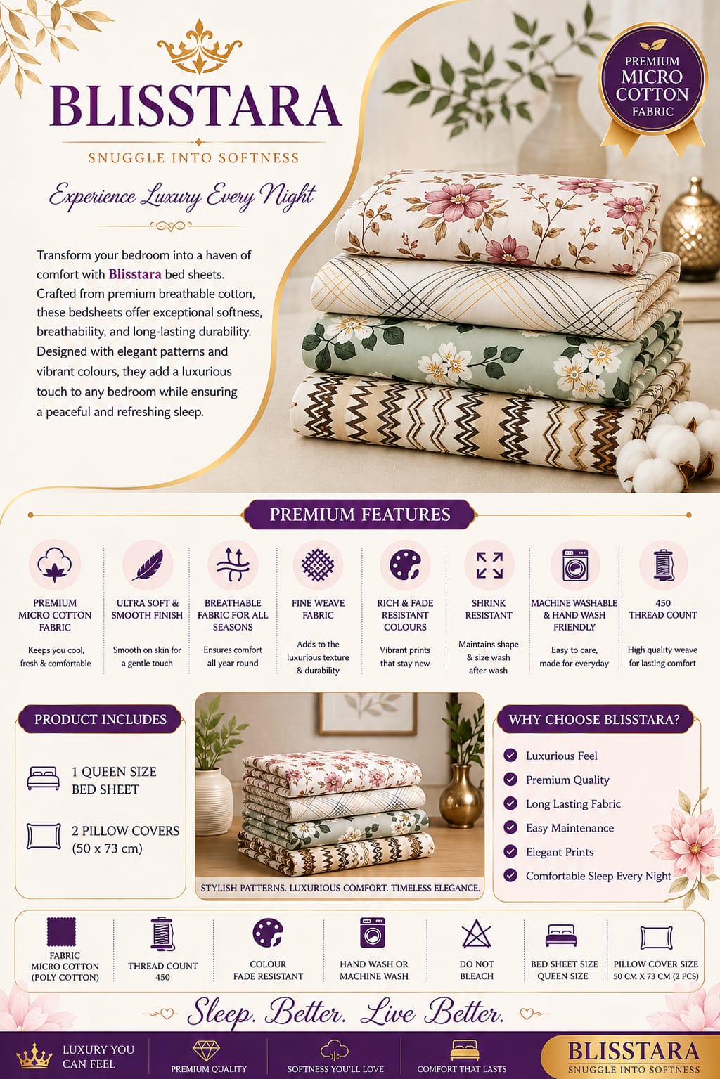 Azura Floral Bedsheet