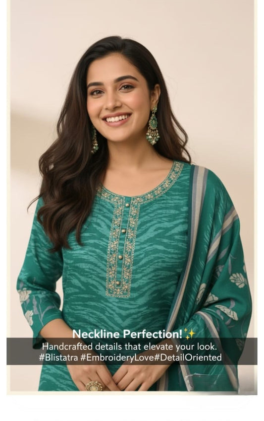 Pristine Green Festive Silk Suit with Duptta