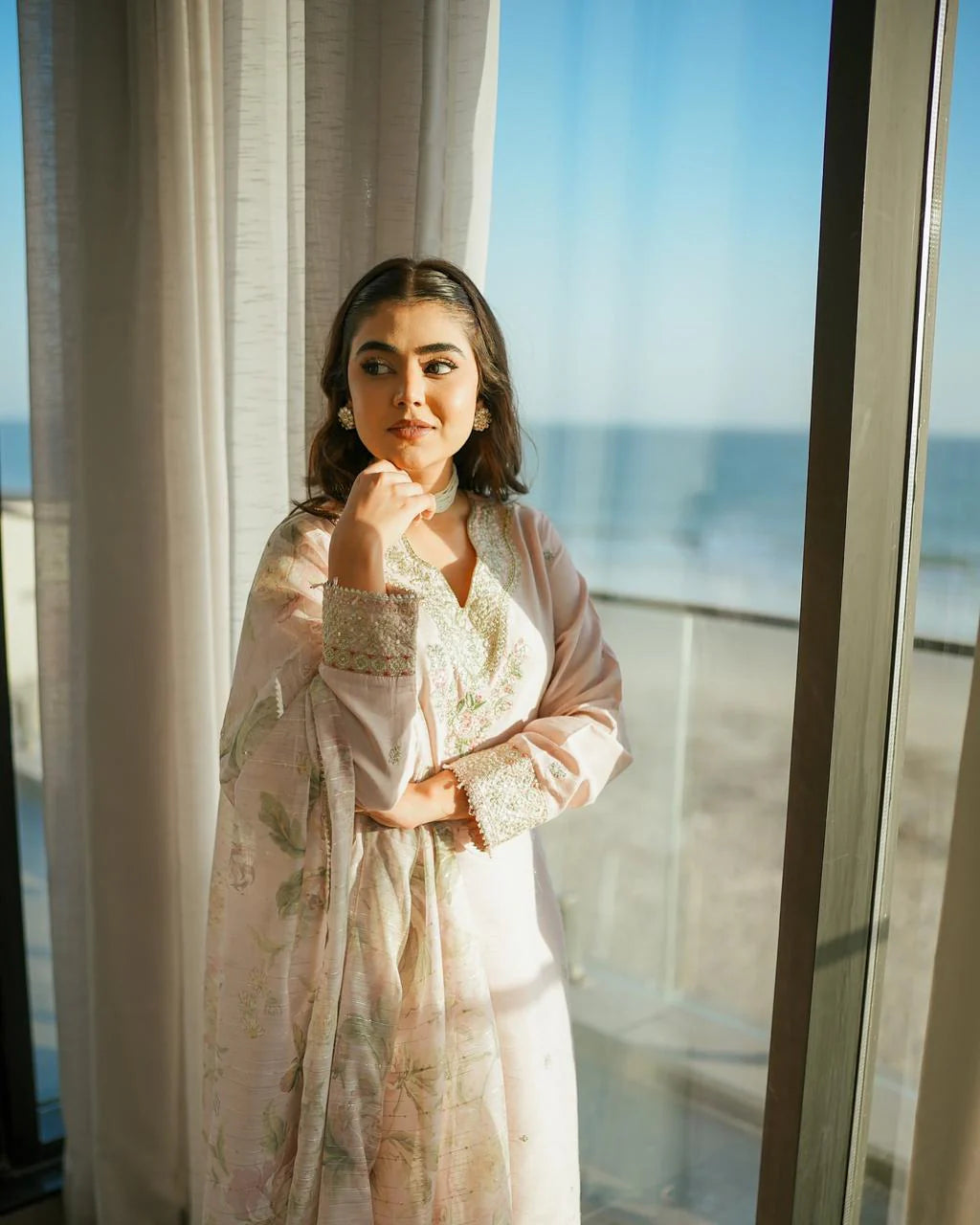 Ivory Crepe Kurta with Palazzo