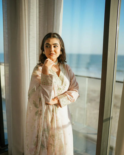 Ivory Crepe Kurta with Palazzo