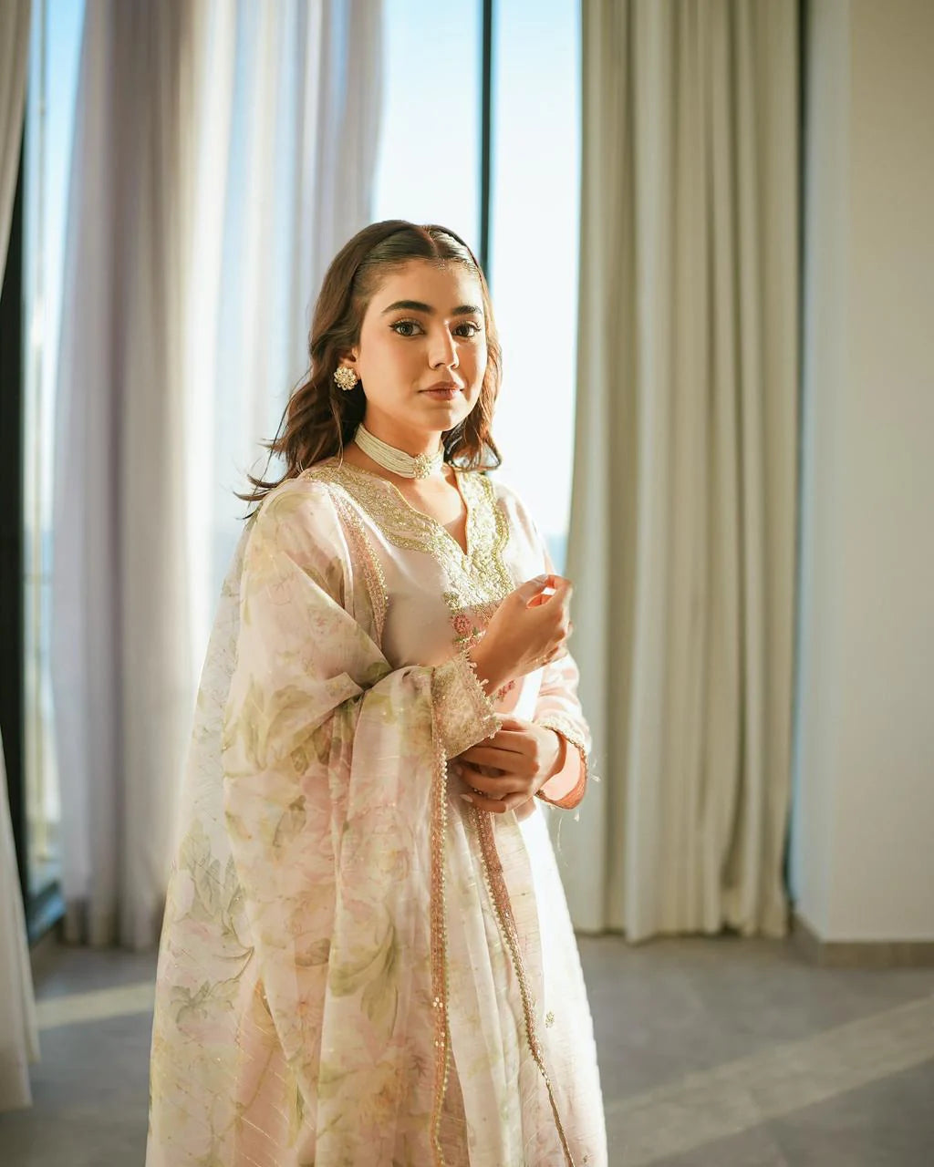 Ivory Crepe Kurta with Palazzo