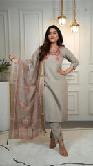 Duchess Pearl Premium Roman Silk Suit set with Dupatta