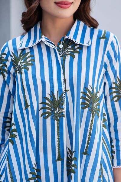 Azure Blue Organic Cotton Baggy Style Kurta Set