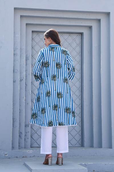 Azure Blue Organic Cotton Baggy Style Kurta Set