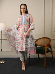 Pastel Pink Chanderi Cotton Suit Set