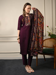 Rich Purple Chanderi Silk Suit Set