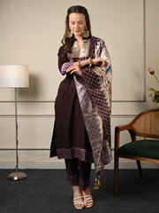 Deep Wine Purple Silk Suit Set