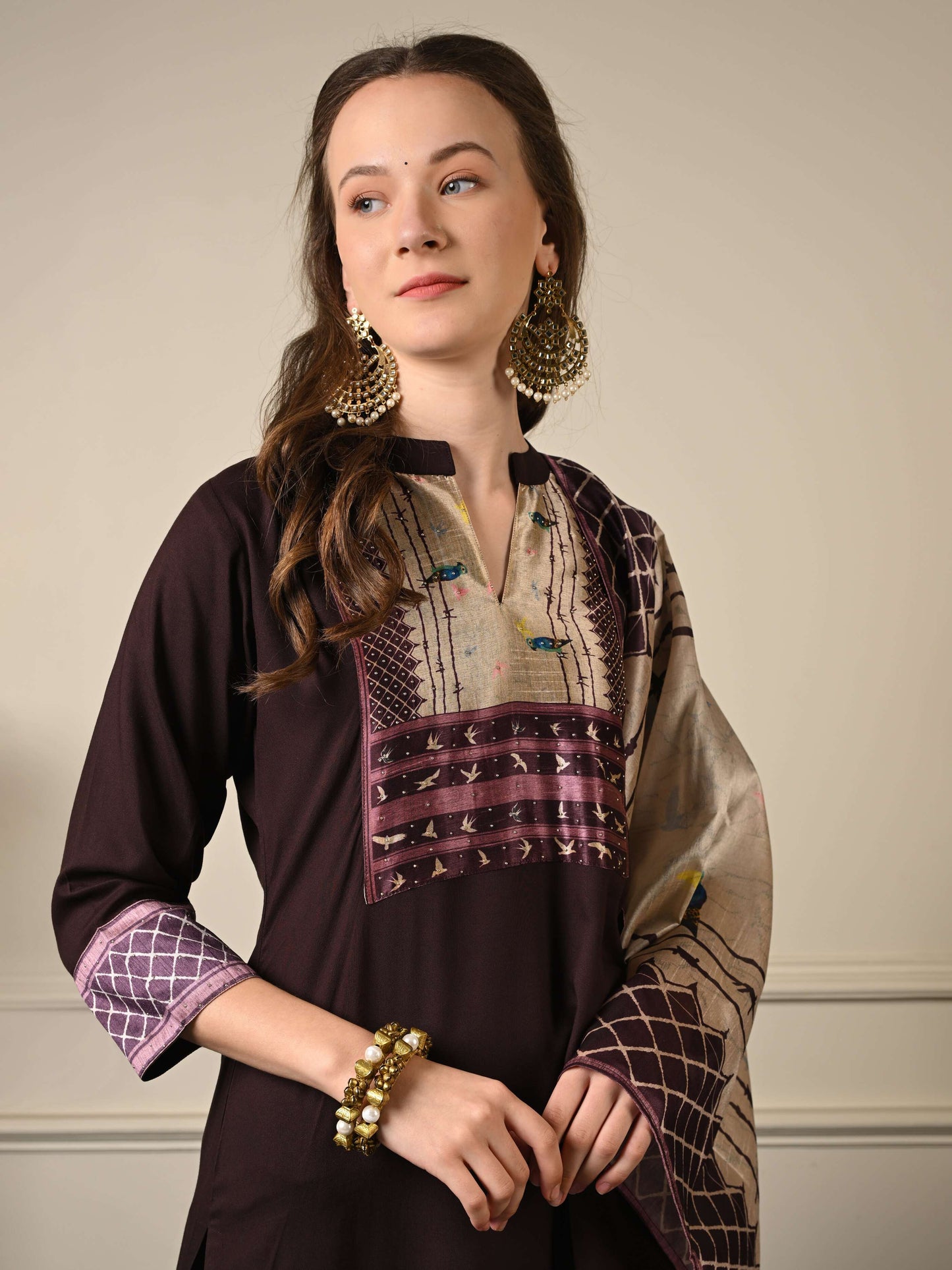 Deep Wine Purple Silk Suit Set