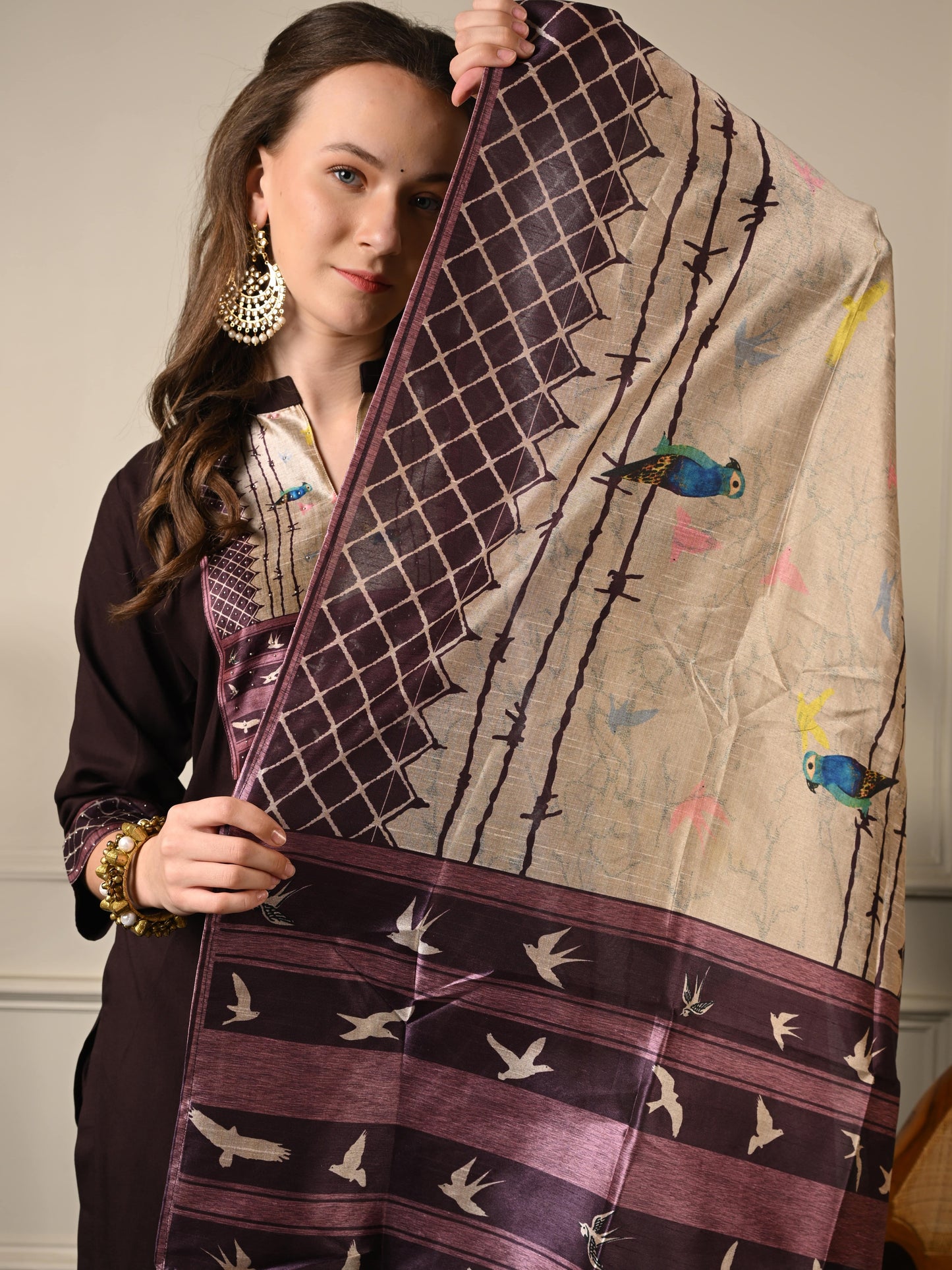 Deep Wine Purple Silk Suit Set