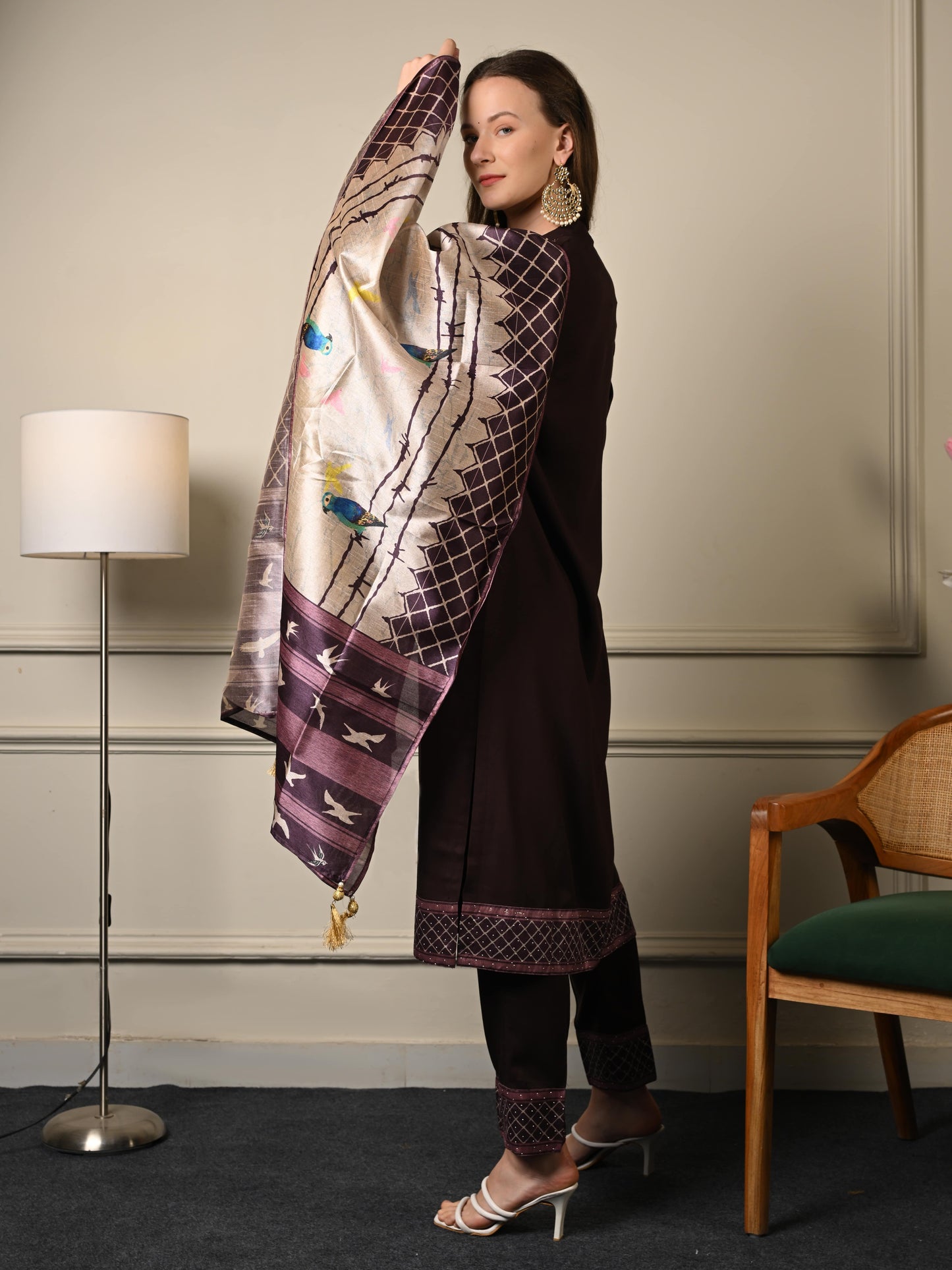 Deep Wine Purple Silk Suit Set
