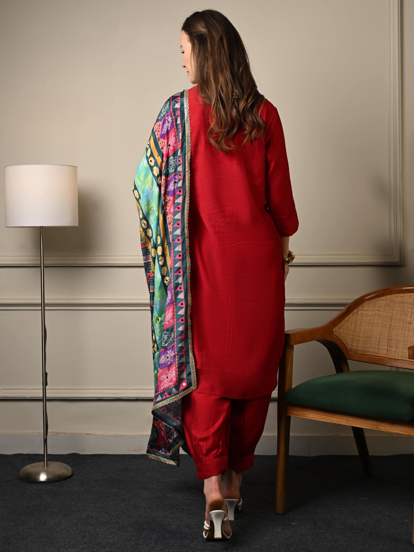 Deep Red Corduroy Suit Set