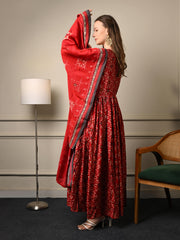 Deep Red Anarkali Suit Set