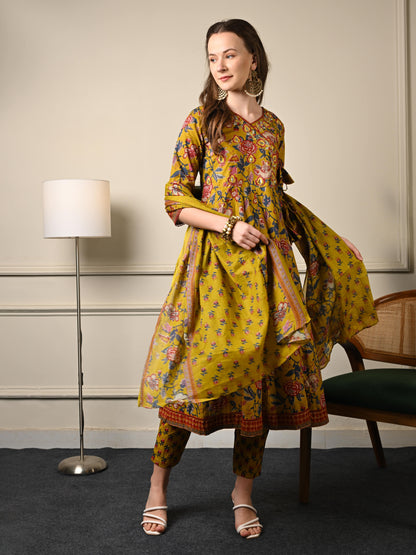 Mustard Yellow Anarkali Suit Set