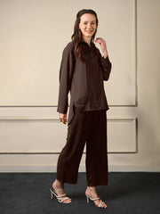 Dark Coffee Brown Imported Fabric Coord Set