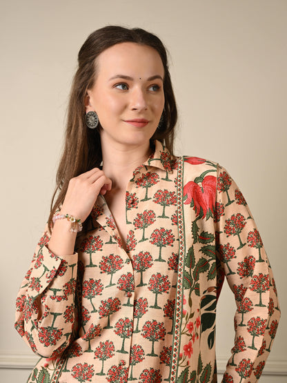 Pure Mul Chanderi Coord Set with Jacket
