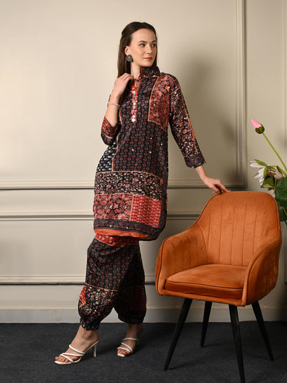 Maroon Printed  Basic Coord Set