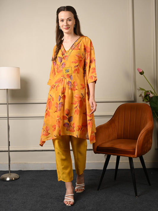 Tangerine Orange Kaftan Coord Set