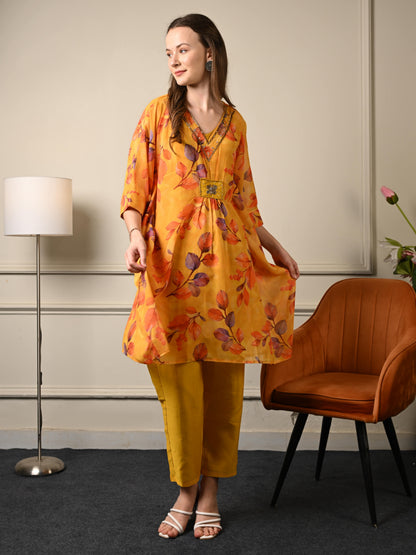 Tangerine Orange Kaftan Coord Set