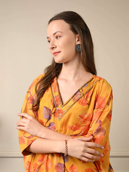 Tangerine Orange Kaftan Coord Set