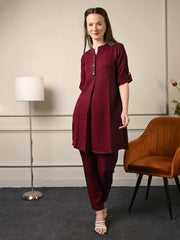 Solid Maroon Tunic Coord Set