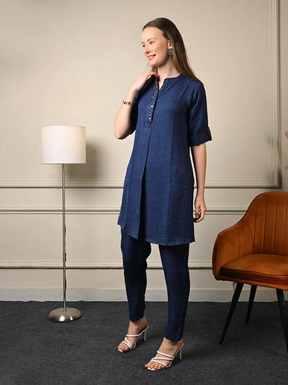 Solid Blue Tunic Coord Set