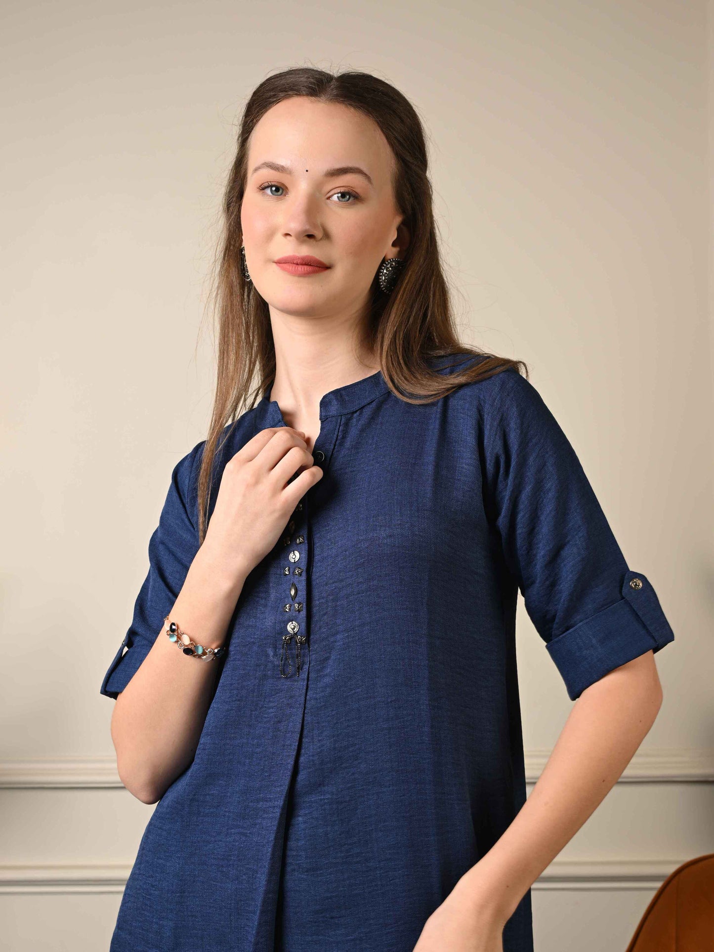 Solid Blue Tunic Coord Set