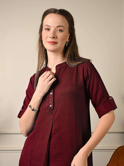 Solid Maroon Tunic Coord Set