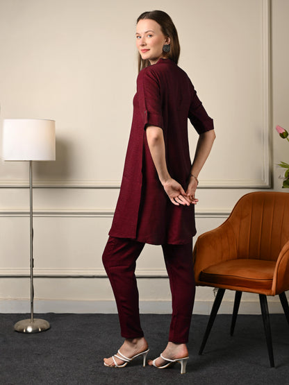 Solid Maroon Tunic Coord Set