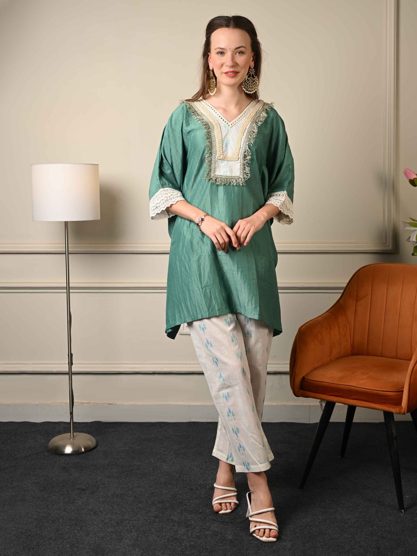 Pastel Green Kaftan Coord Set